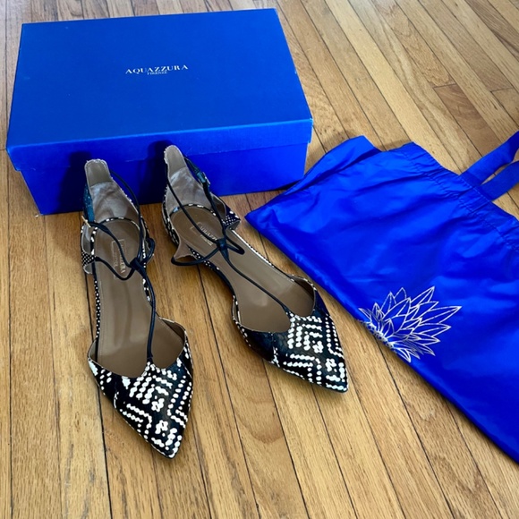 Aquazzurra Leather snake-print Scarlet Flat - Picture 10 of 14